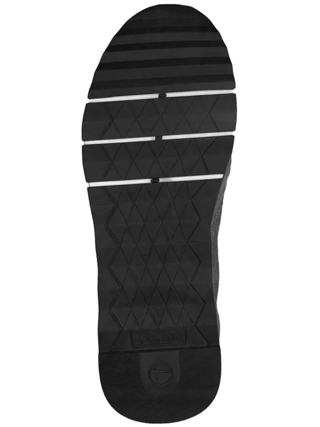 Tamaris Schnürschuhe^Leder-Sneakers in Schwarz/ Silber