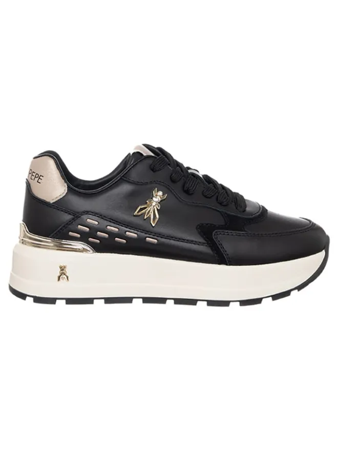 Patrizia Pepe Sneakers^Leder-Sneakers in Schwarz/ Gold