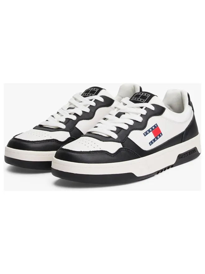 Leder-Sneakers in Schwarz/ Weiß>Tommy Hilfiger Shoes Outlet