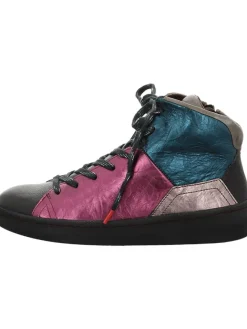 Think! Stiefeletten^Leder-Sneakers in Schwarz/ Pink