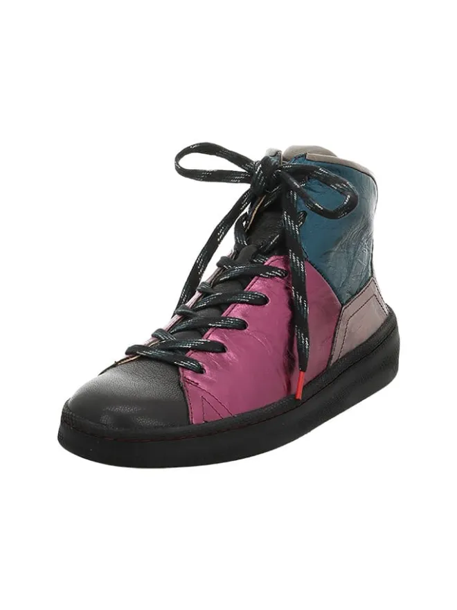 Think! Stiefeletten^Leder-Sneakers in Schwarz/ Pink