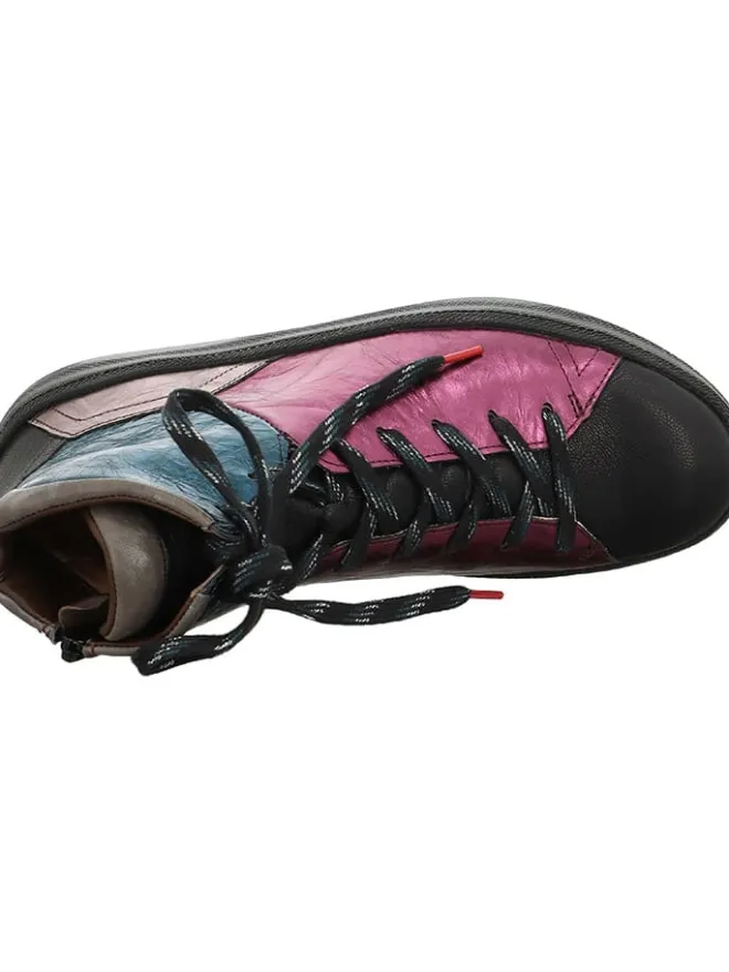 Think! Stiefeletten^Leder-Sneakers in Schwarz/ Pink
