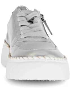 Leder-Sneakers in Silber><noscript><img width=