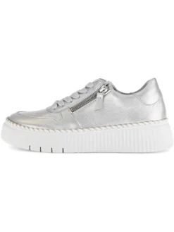 Leder-Sneakers in Silber><noscript><img width=