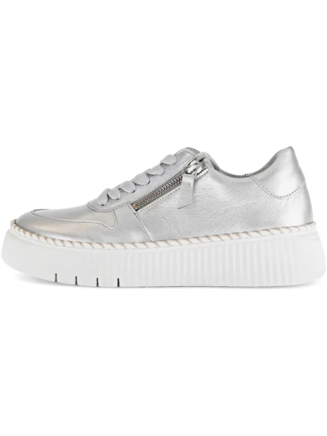 Leder-Sneakers in Silber>Gabor New