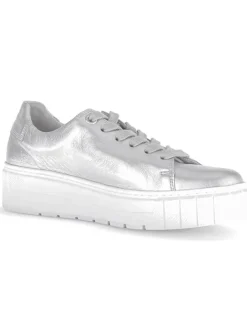 Leder-Sneakers in Silber><noscript><img width=