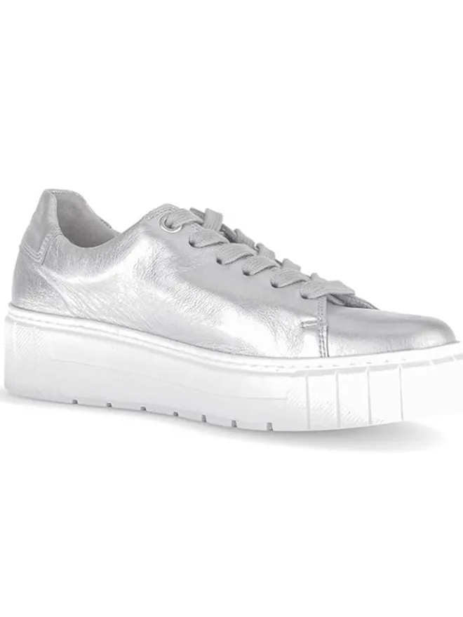 Leder-Sneakers in Silber>Gabor Best