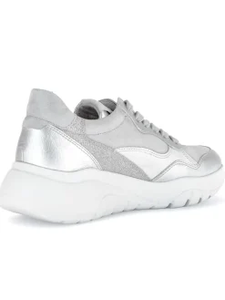 Leder-Sneakers in Silber/ Grau><noscript><img width=
