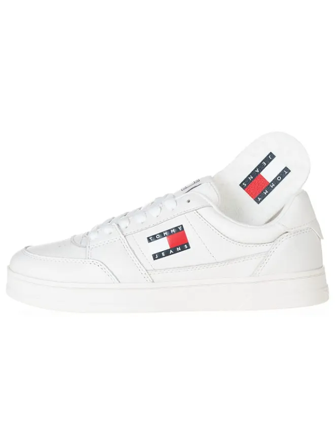 Leder-Sneakers in Weiß>Tommy Hilfiger Shoes Outlet