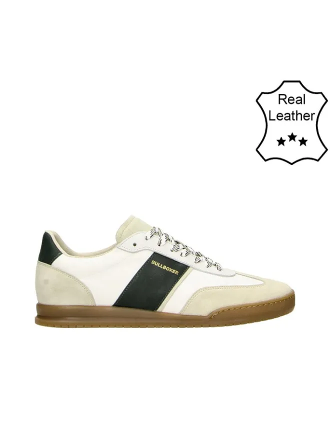 Bullboxer Sneakers^Leder-Sneakers in Weiß/ Beige/ Dunkelgrün