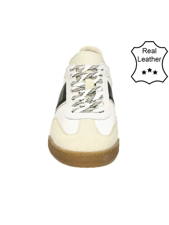 Bullboxer Sneakers^Leder-Sneakers in Weiß/ Beige/ Dunkelgrün