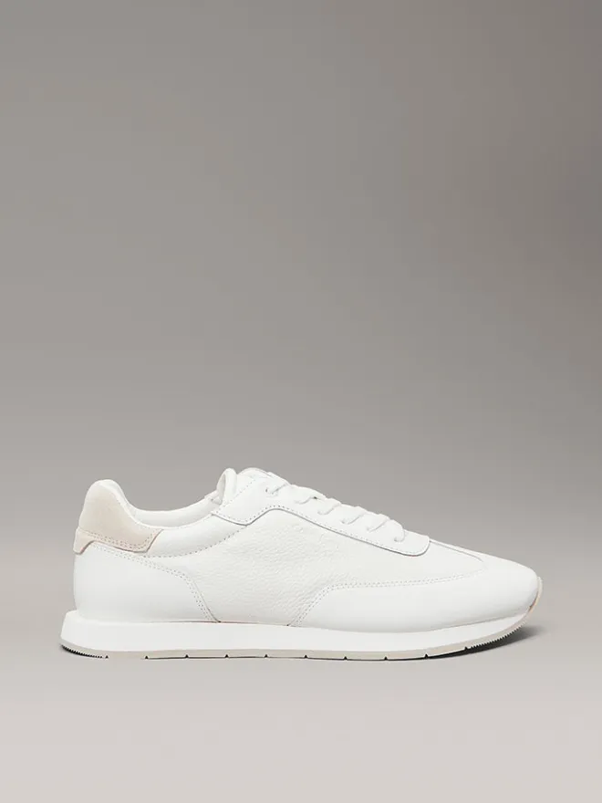 Leder-Sneakers in Weiß/ Beige>Calvin Klein New