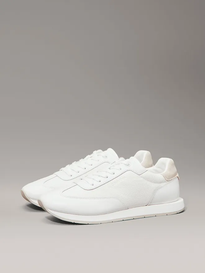 Leder-Sneakers in Weiß/ Beige>Calvin Klein New