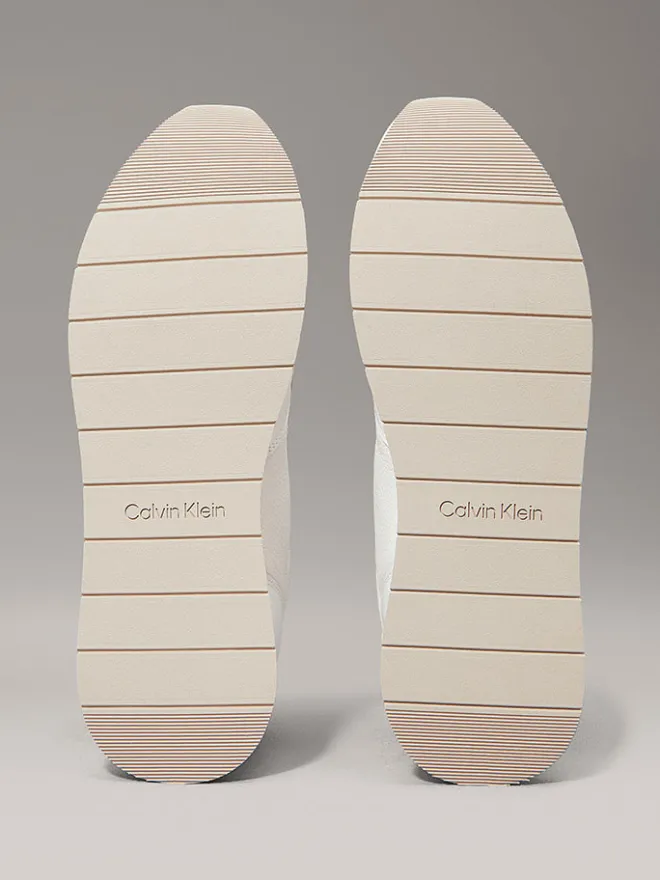 Leder-Sneakers in Weiß/ Beige>Calvin Klein New