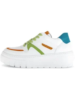 Leder-Sneakers in Weiß/ Bunt>Gabor New