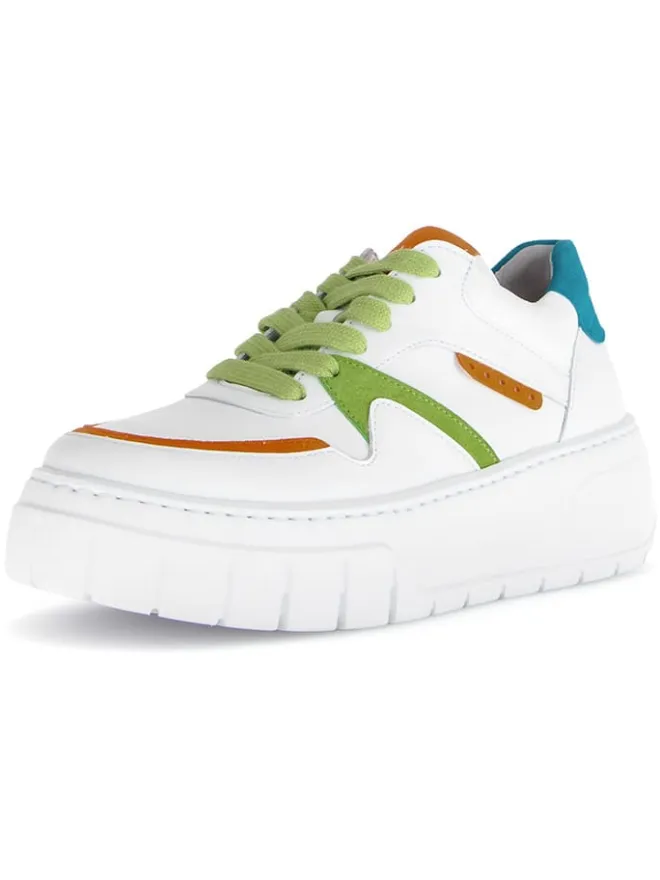 Leder-Sneakers in Weiß/ Bunt>Gabor New