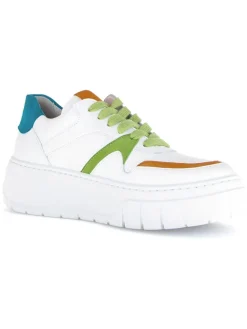Leder-Sneakers in Weiß/ Bunt><noscript><img width=