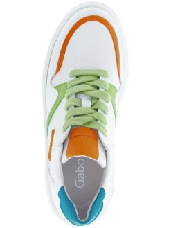 Leder-Sneakers in Weiß/ Bunt><noscript><img width=