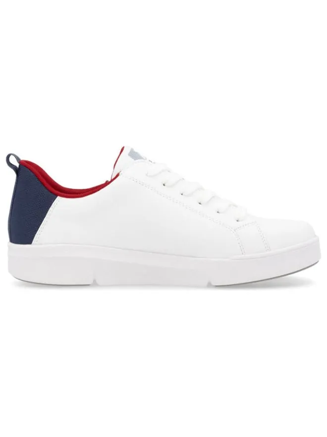 Leder-Sneakers in Weiß/ Dunkelblau>rieker Online