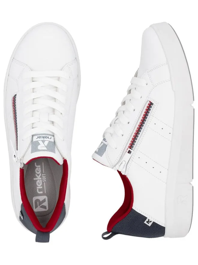 Leder-Sneakers in Weiß/ Dunkelblau>rieker Online