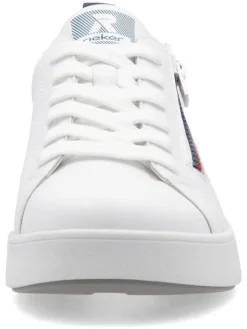 Leder-Sneakers in Weiß/ Dunkelblau><noscript><img width=