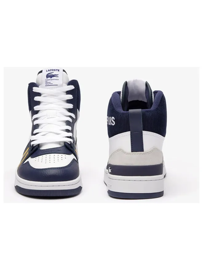 Leder-Sneakers in Weiß/ Dunkelblau>Lacoste