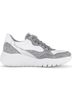 Gabor Sneakers^Leder-Sneakers in Weiß/ Grau/ Silber