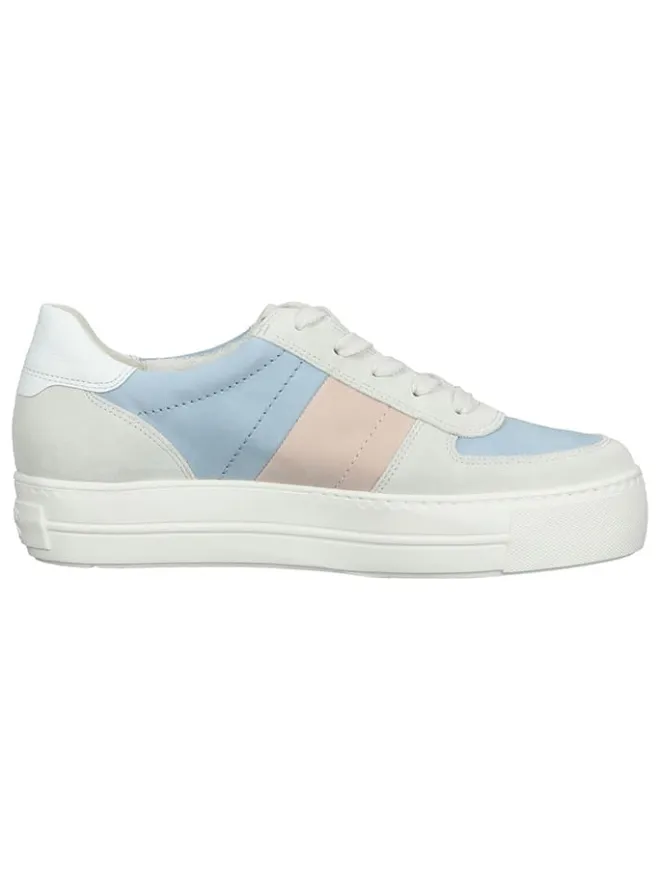 Leder-Sneakers in Weiß/ Hellblau/ Rosa>Paul Green Online