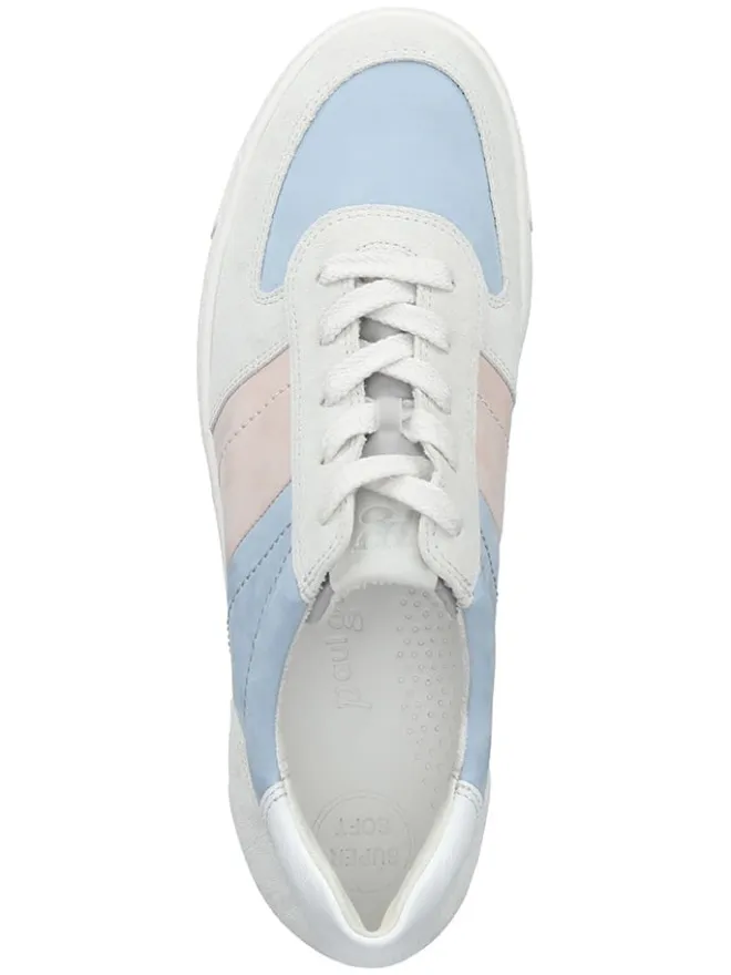 Leder-Sneakers in Weiß/ Hellblau/ Rosa>Paul Green Online