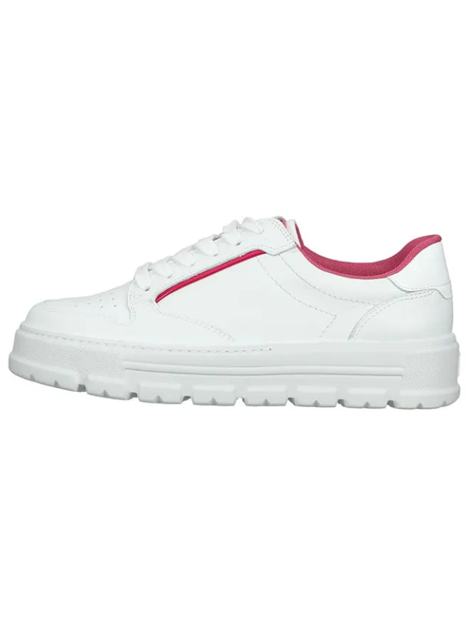 Paul Green Schnürschuhe^Leder-Sneakers in Weiß/ Pink