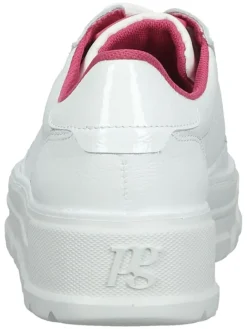 Paul Green Schnürschuhe^Leder-Sneakers in Weiß/ Pink
