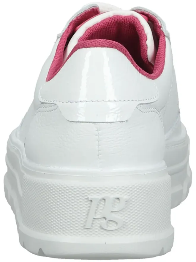 Paul Green Schnürschuhe^Leder-Sneakers in Weiß/ Pink