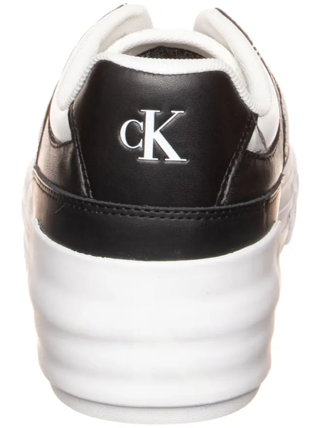 Leder-Sneakers in Weiß/ Schwarz>Calvin Klein Clearance