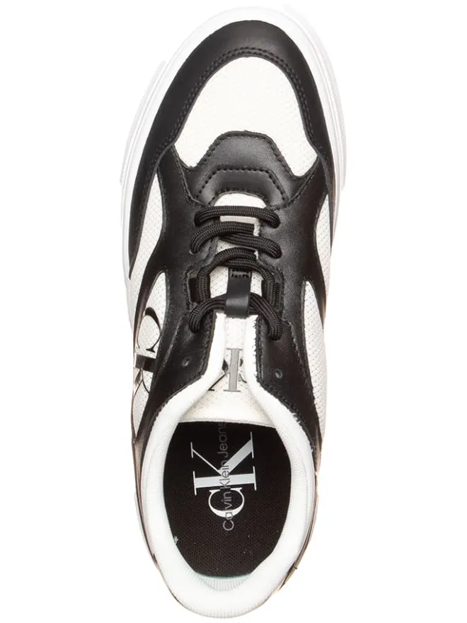 Leder-Sneakers in Weiß/ Schwarz>Calvin Klein Clearance