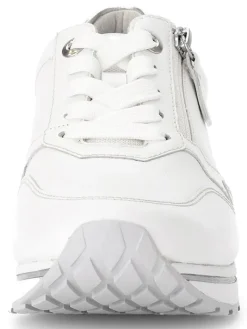 Leder-Sneakers in Weiß/ Silber><noscript><img width=