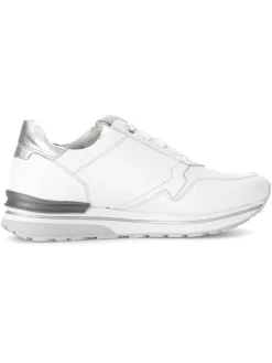Leder-Sneakers in Weiß/ Silber><noscript><img width=