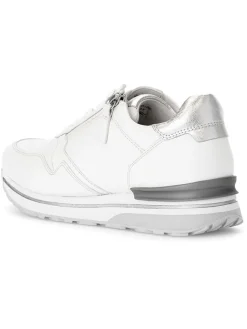 Leder-Sneakers in Weiß/ Silber><noscript><img width=