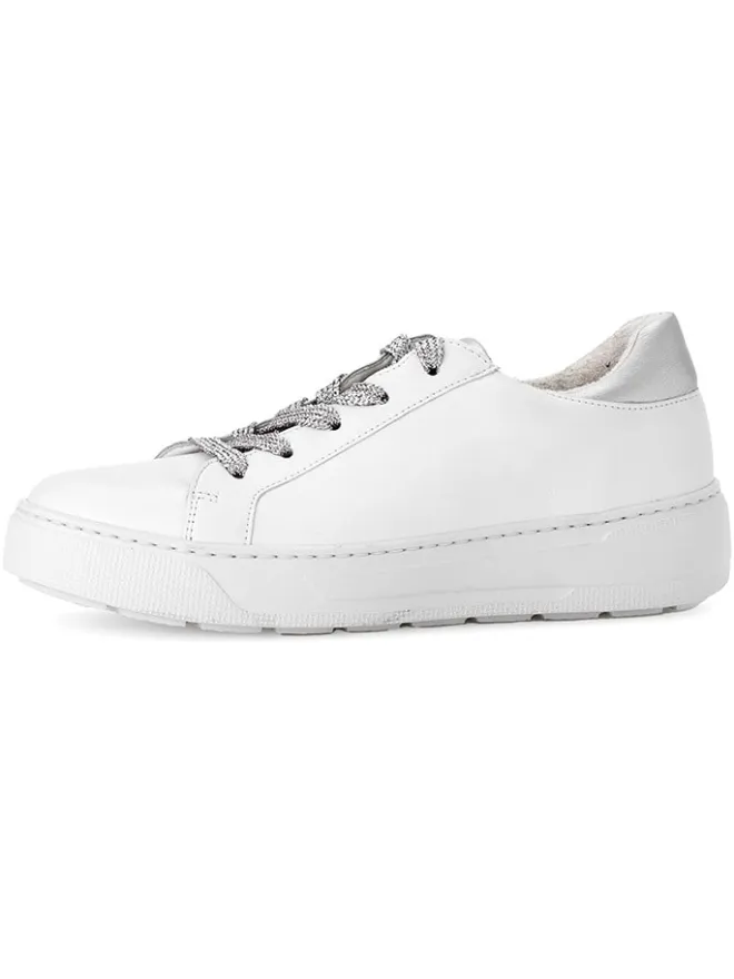 Leder-Sneakers in Weiß/ Silber>Gabor Sale