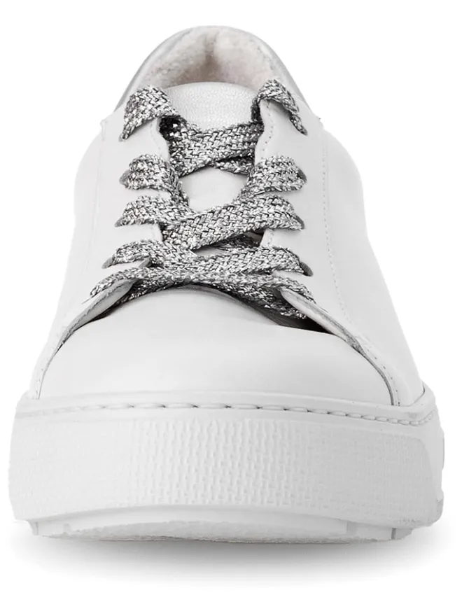 Leder-Sneakers in Weiß/ Silber>Gabor Sale