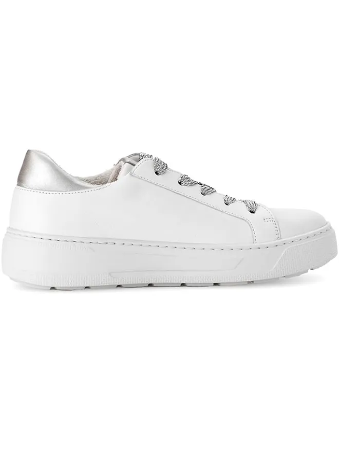 Leder-Sneakers in Weiß/ Silber>Gabor Sale