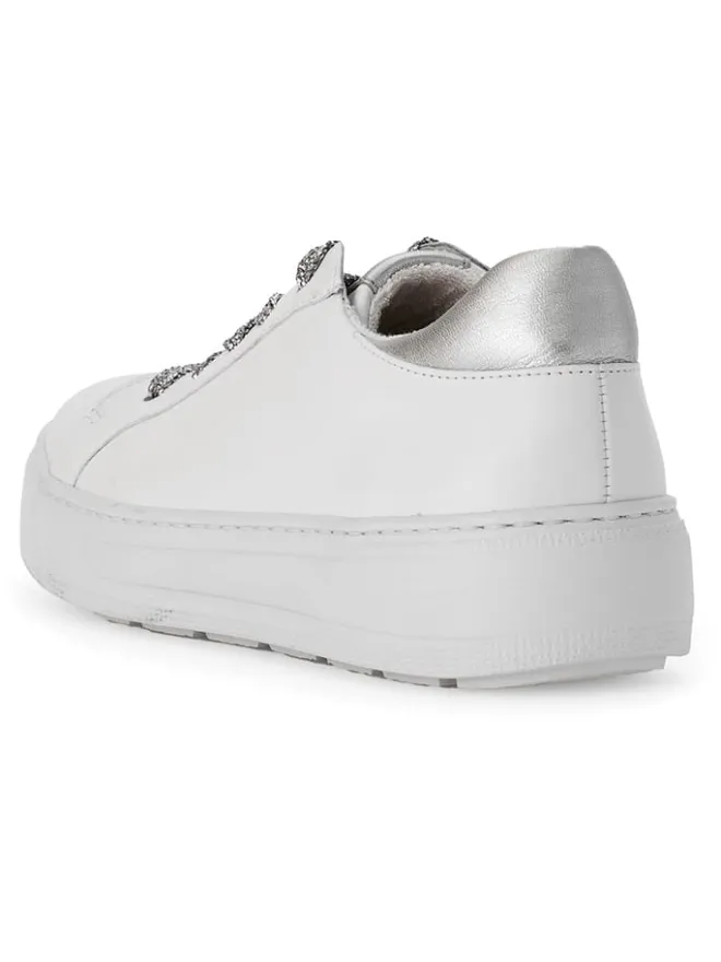 Leder-Sneakers in Weiß/ Silber>Gabor Sale