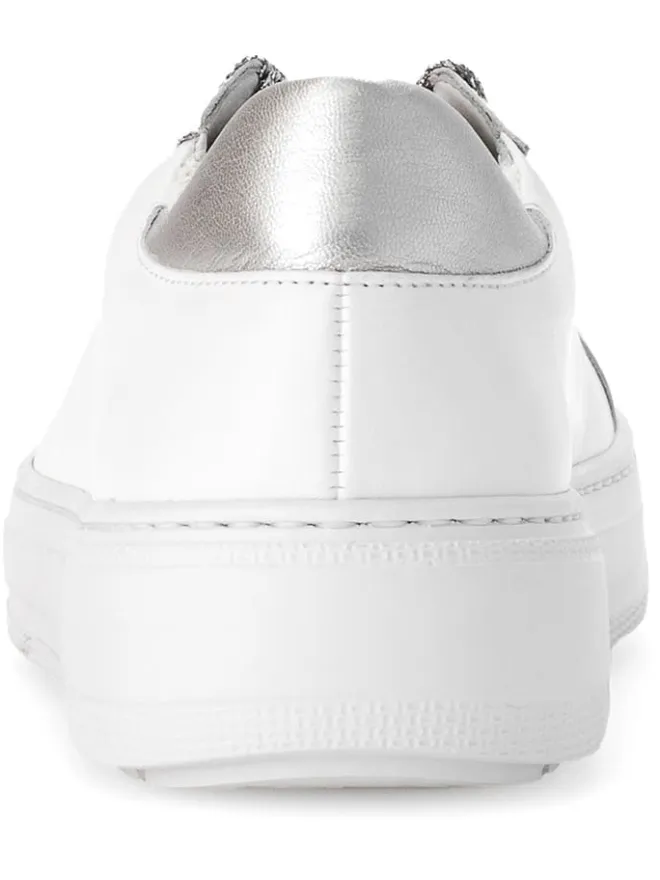 Leder-Sneakers in Weiß/ Silber>Gabor Sale