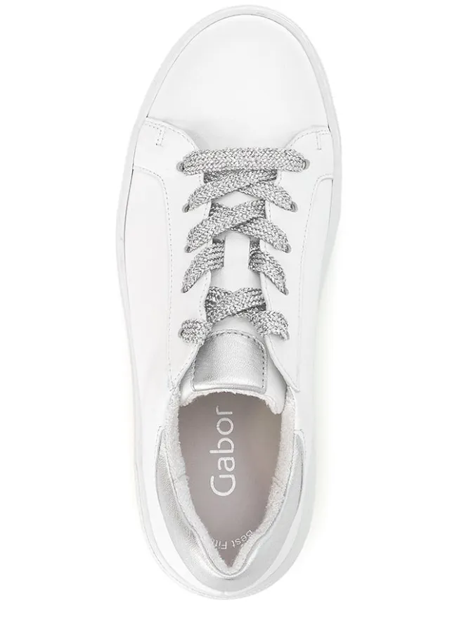 Leder-Sneakers in Weiß/ Silber>Gabor Sale