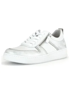 Leder-Sneakers in Weiß/ Silber>Gabor Online