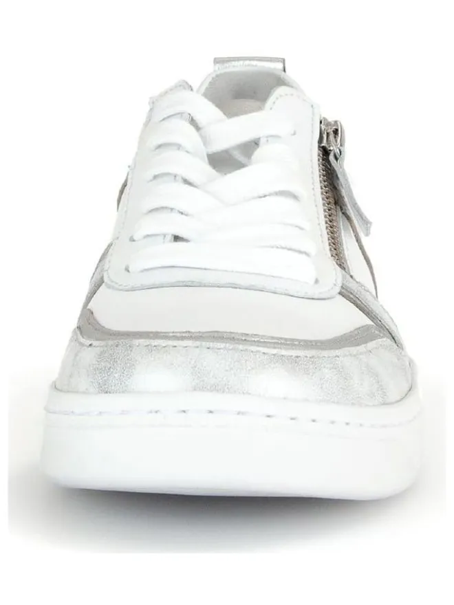 Leder-Sneakers in Weiß/ Silber>Gabor Online