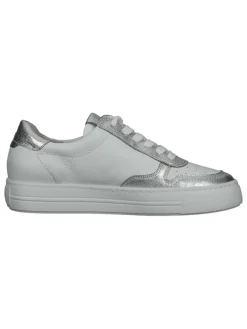 Paul Green Schnürschuhe^Leder-Sneakers in Weiß/ Silber