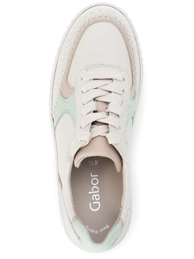 Gabor Sneakers^Leder-Sneakers in Weiß/ Türkis/ Rosa