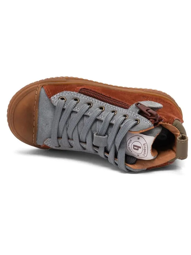 bisgaard Sneakers·Sneakers High^Leder-Sneakers "Ryan" in Hellbraun/ Grau