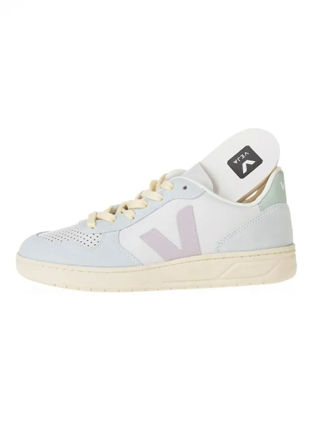 Veja Sneakers^Leder-Sneakers "V 10" in Türkis/ Rosa/ Grün