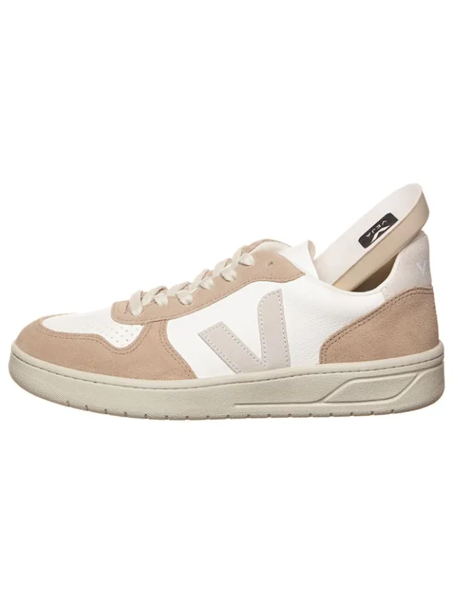 Leder-Sneakers "V 10" in Weiß/ Beige>Veja Sale